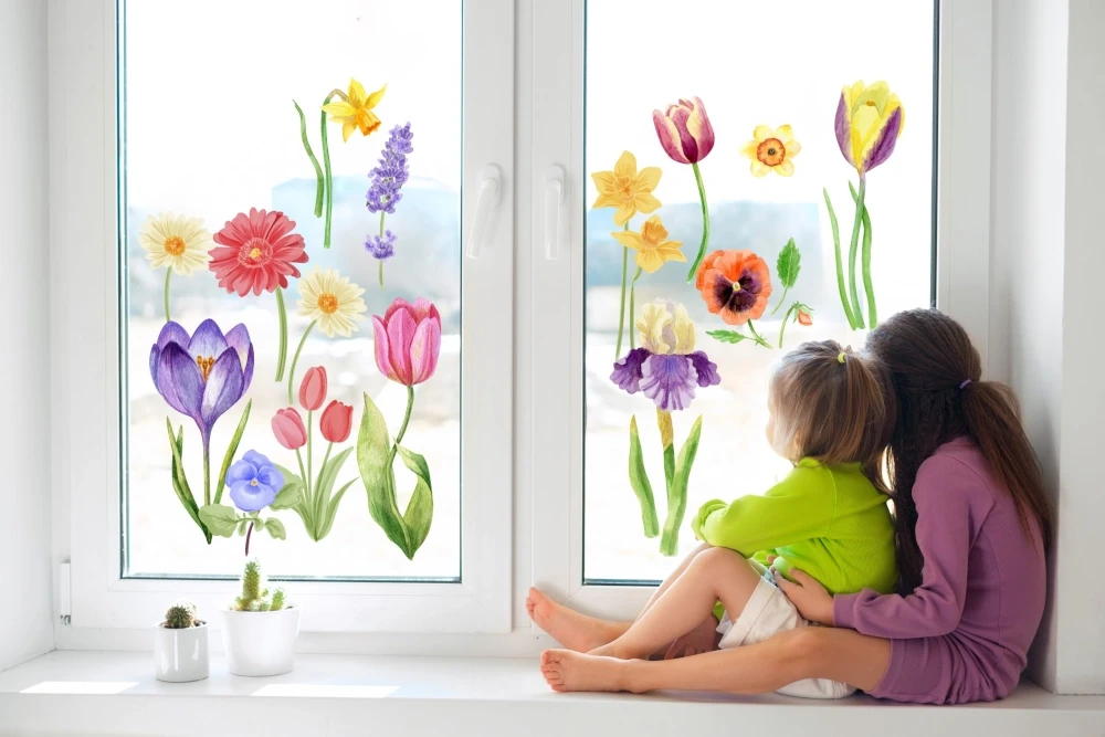 Wiosenna kompozycja naklejek na okno