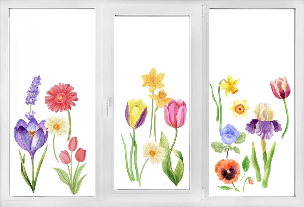 Wiosenna kompozycja naklejek na okno
