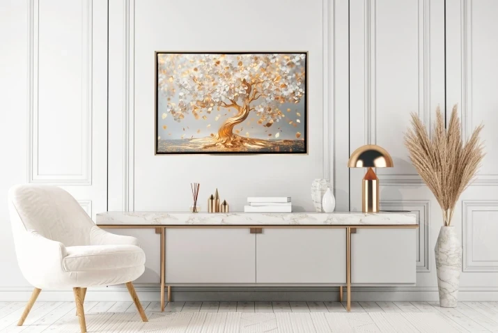 obraz w ramie złote drzewo
