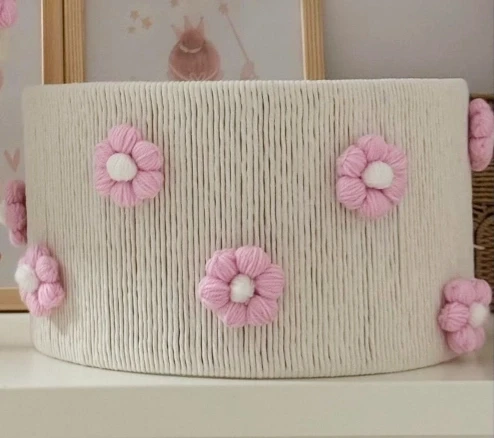 abażur sznurkowy handmade kwiatki