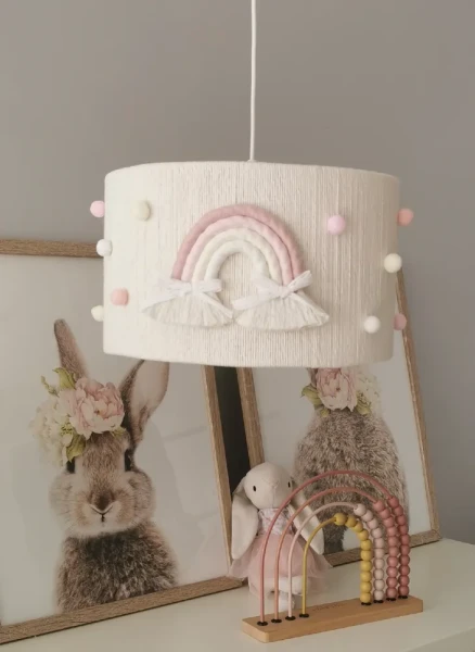 Lampa do pokoju dziecka abażur z tęcza i kokardki