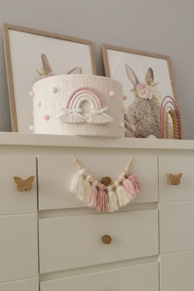 Lampa do pokoju dziecka abażur z tęczą i kokardki