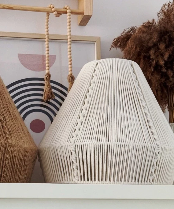 Lampa wisząca | abażur stożek ze sznurka