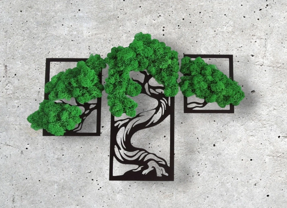 Obrazy z chrobotkiem | tryptyk drzewko szczęścia