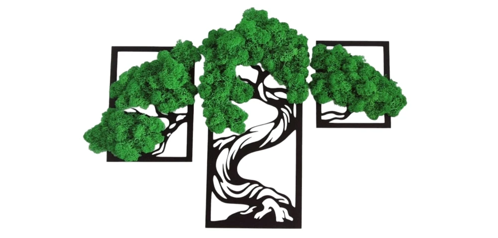 Obrazy z chrobotkiem | tryptyk drzewko szczęścia