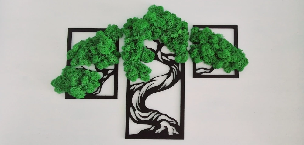 Obrazy z chrobotkiem | tryptyk drzewko szczęścia