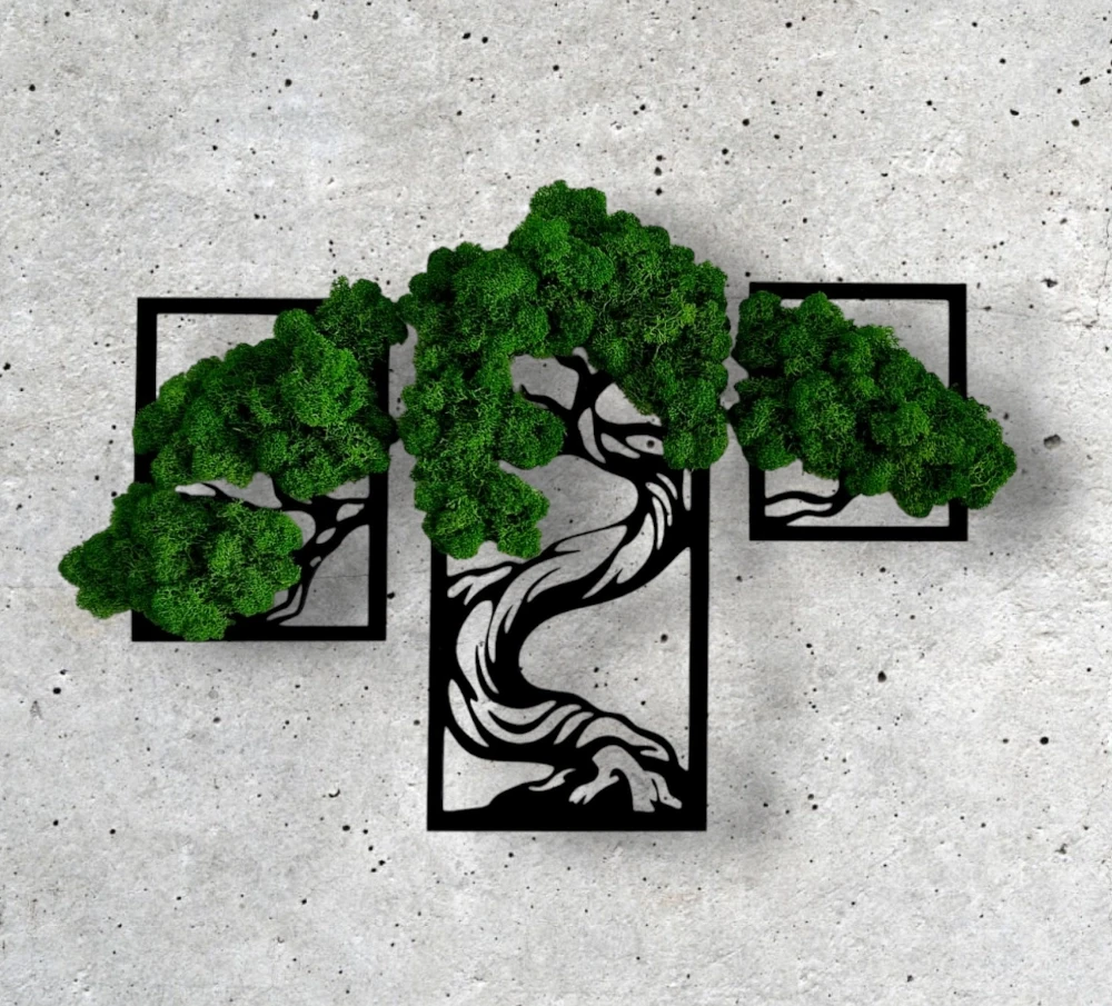 Obrazy z chrobotkiem | tryptyk drzewko szczęścia