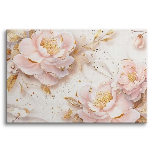 Obraz na Płótnie | Róż Złoto i Kwiaty