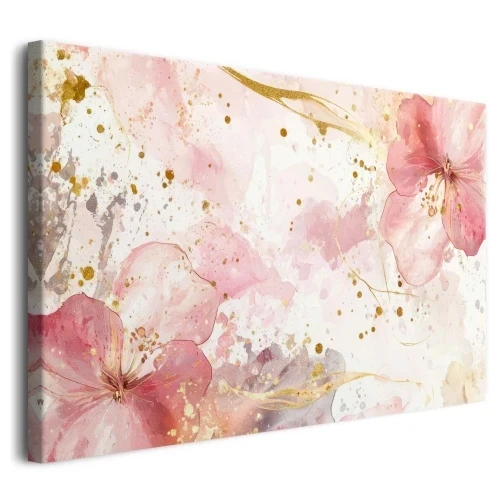 Obraz na Płótnie | Róż Złoto i Kwiaty