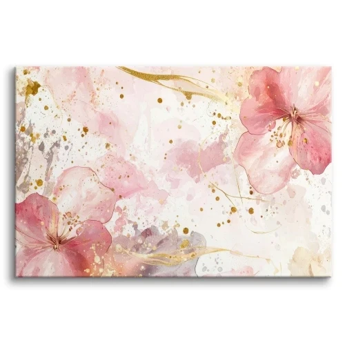 Obraz na Płótnie | Róż Złoto i Kwiaty