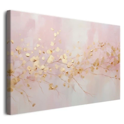 Obraz na Płótnie | Róż Złoto i listki