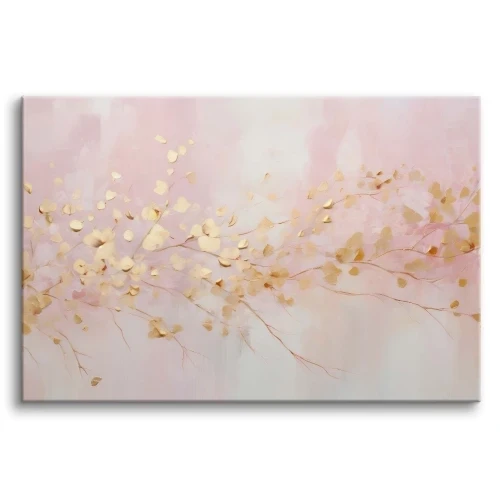 Obraz na Płótnie | Róż Złoto i listki