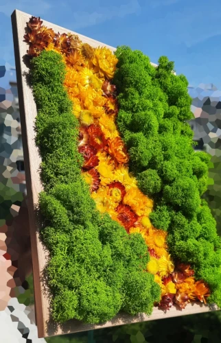 Chrobotek i kwiatki | ramka z dekoracją handmade