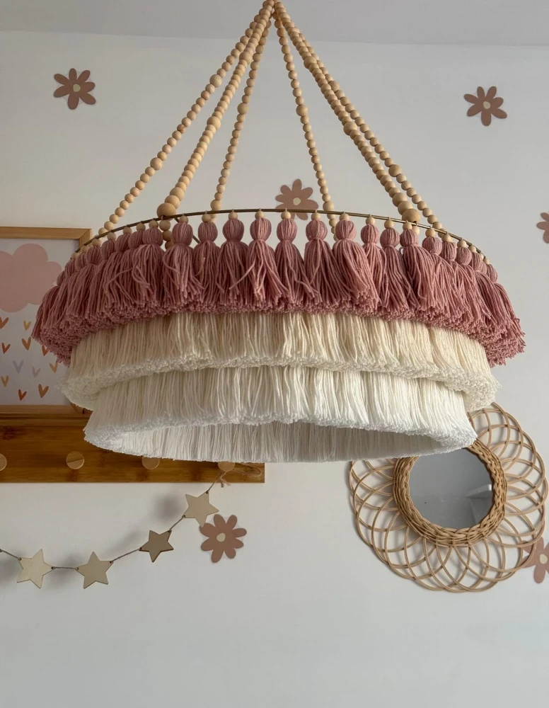 lampa drewniane koraliki