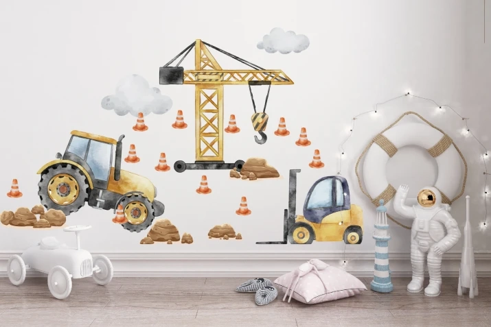 Naklejki na ścianę | naklejka dźwig, traktor