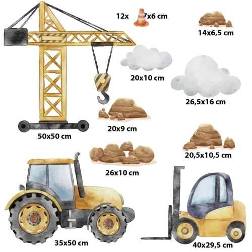 Naklejki na ścianę | naklejka dźwig, traktor