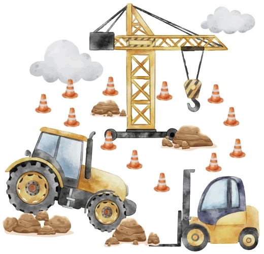 Naklejki na ścianę | naklejka dźwig, traktor