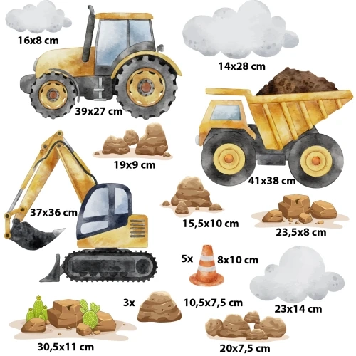 Naklejki na ścianę | naklejka koparka, traktor
