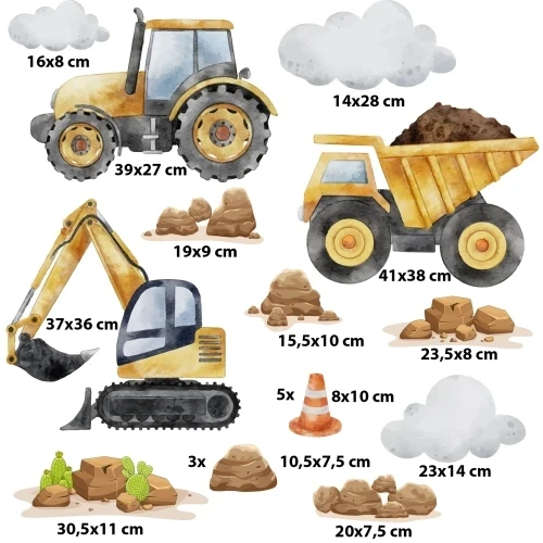 Naklejki na ścianę | naklejka koparka, traktor