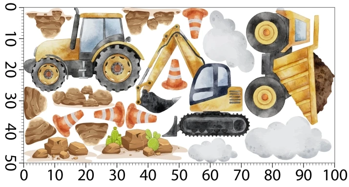 Naklejki na ścianę | naklejka koparka, traktor
