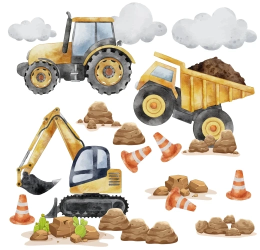 Naklejki na ścianę | naklejka koparka, traktor
