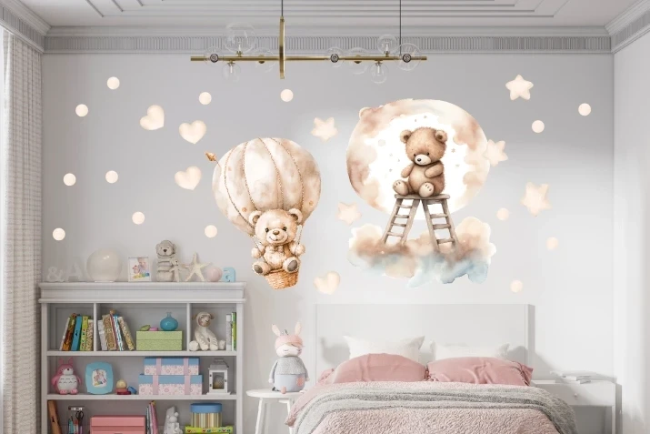 Naklejki na ścianę | naklejka misie, balony