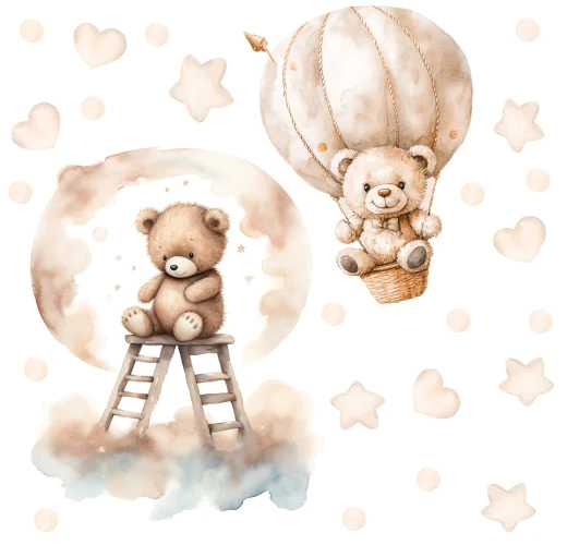 Naklejki na ścianę | naklejka misie, balony