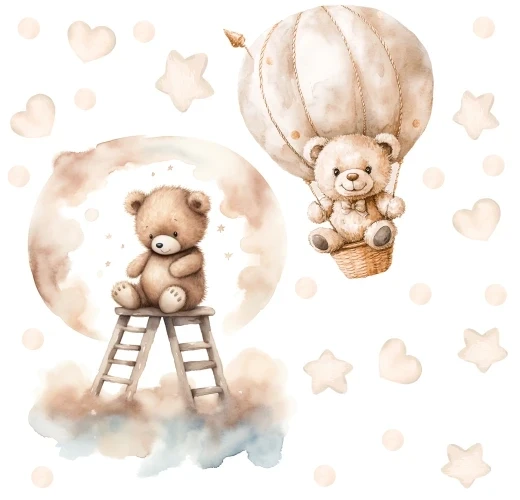 Naklejki na ścianę | naklejka misie, balony