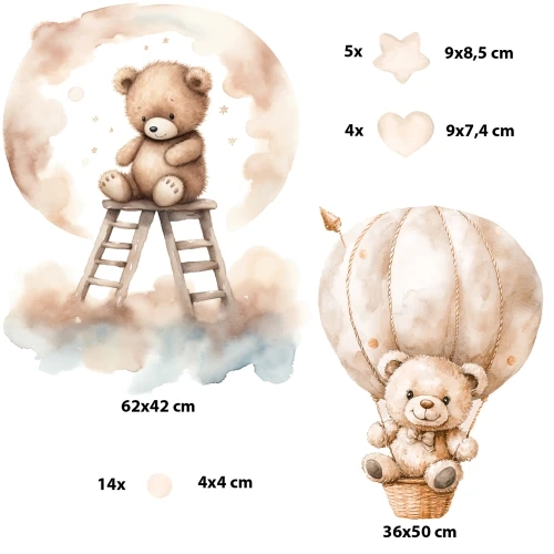 Naklejki na ścianę | naklejka misie, balony