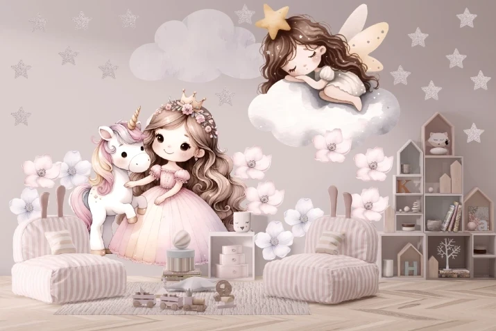 Naklejki Ścienne z Wróżką i Jednorożcem