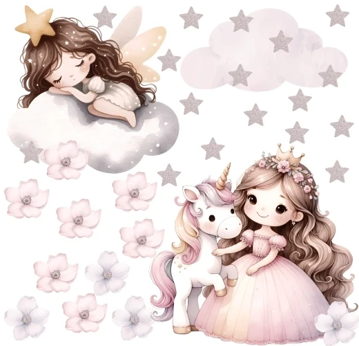 Naklejki Ścienne z Wróżką i Jednorożcem