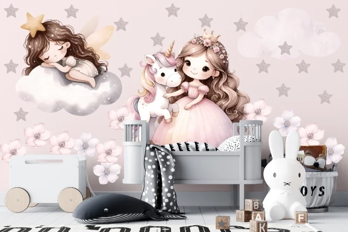 Naklejki Ścienne z Wróżką i Jednorożcem