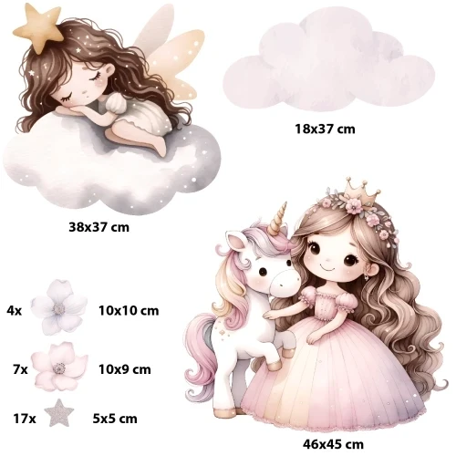 Naklejki Ścienne z Wróżką i Jednorożcem