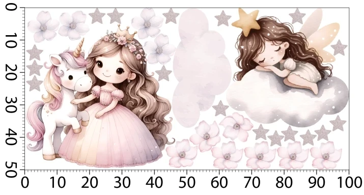 Naklejki Ścienne z Wróżką i Jednorożcem