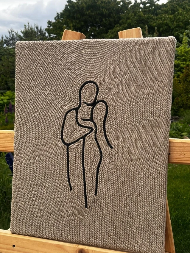 Obraz Para | rękodzieło | dekoracja boho ze sznurka