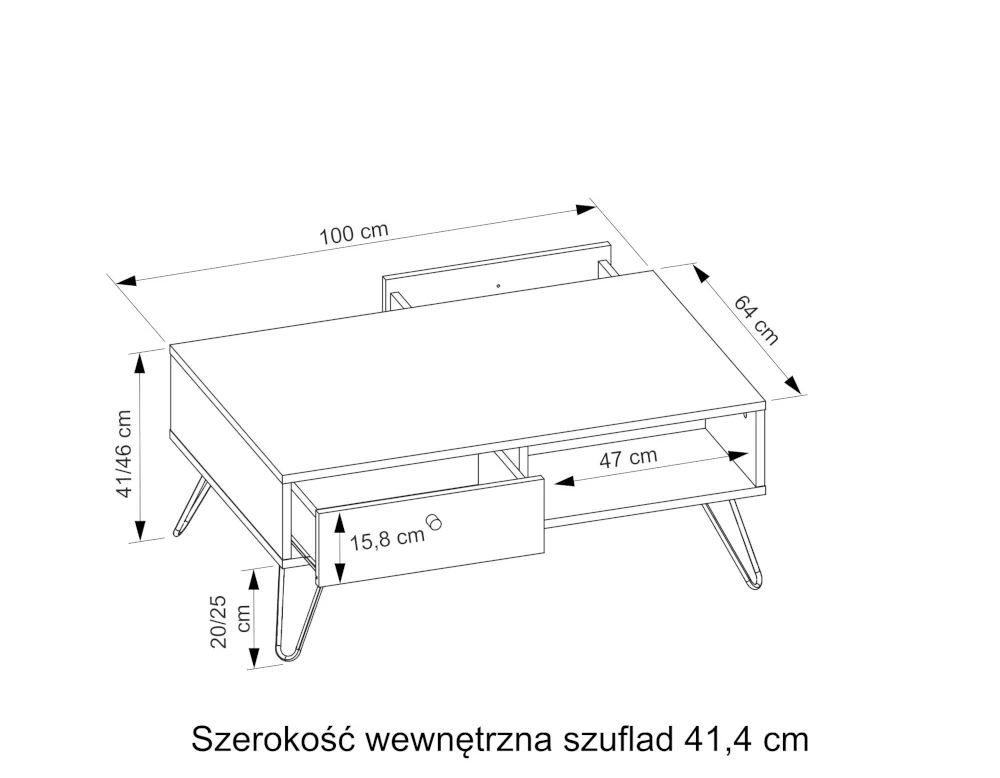 stolik kawowy z szufladami