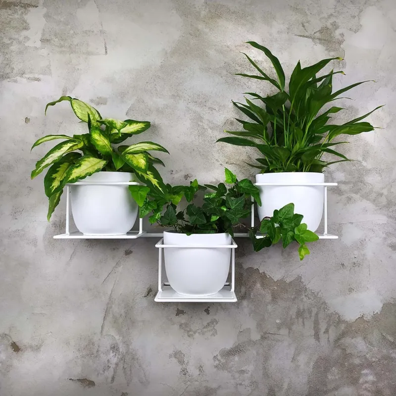 Kwietnik wiszący ścienny metalowy  Loft biały