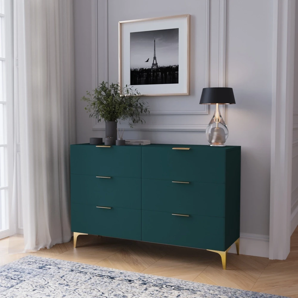 Komoda z szufladami | Finno ciemny szmaragd zielony