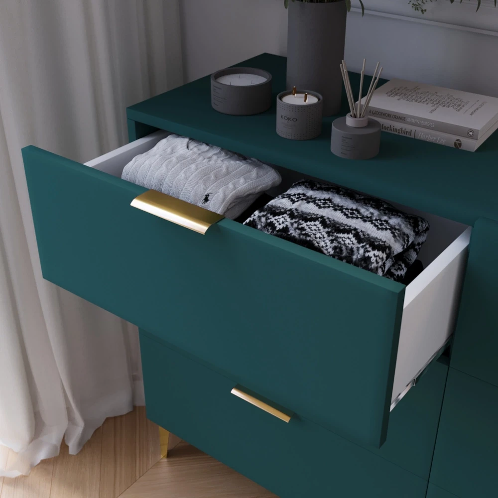 Komoda z szufladami | Finno ciemny szmaragd zielony
