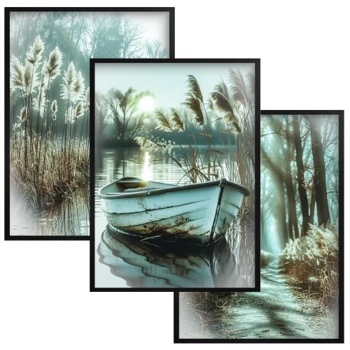 zielony tryptyk natura jezioro