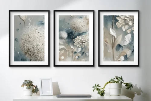 plakaty w formie tryptyku nad komodę