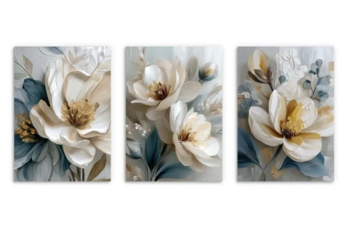 piękny tryptyk kwiaty