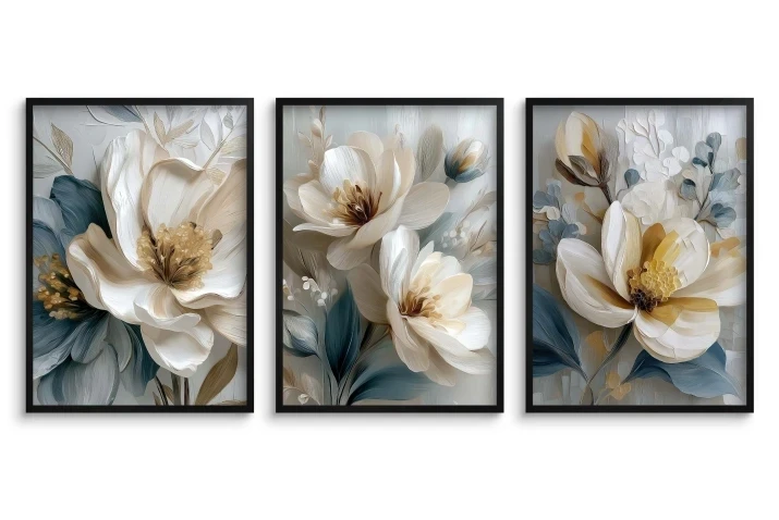 piękny tryptyk kwiaty