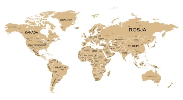 Naklejka ścienna mapa świata polskie napisy