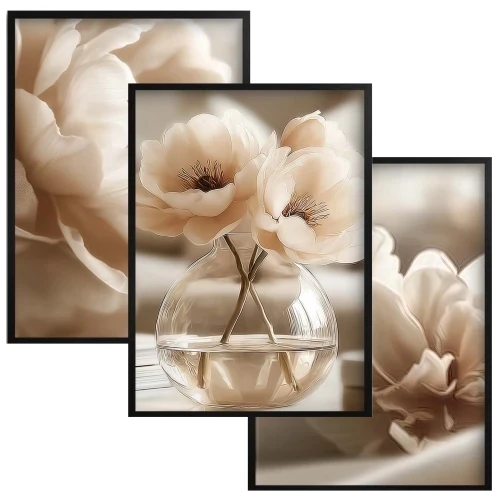 plakaty kwiaty beżowe