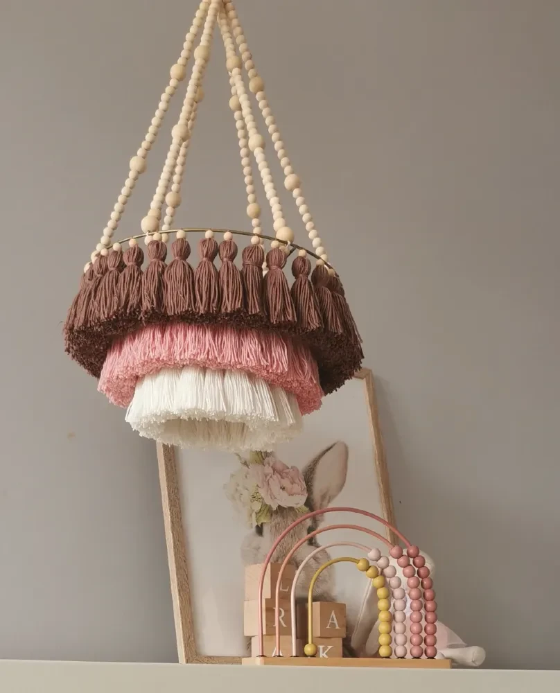 abażur do pokoju dziecka sznurek + koraliki