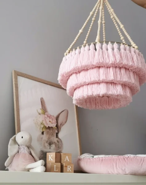 Lampa abażur do pokoju dziecka sznurek + koraliki