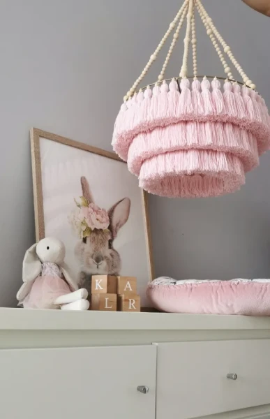 Lampa abażur do pokoju dziecka sznurek + koraliki