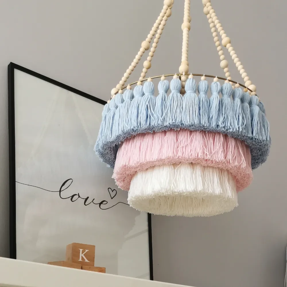 Lampa  abażur  do pokoju dziecka sznurek + koraliki