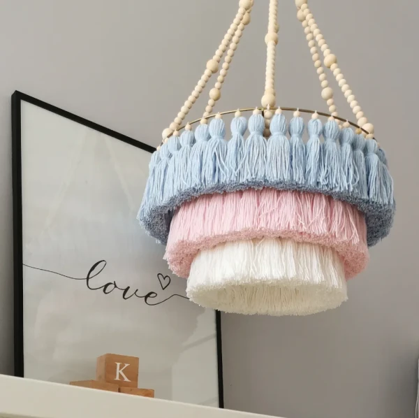 Lampa  abażur  do pokoju dziecka sznurek + koraliki